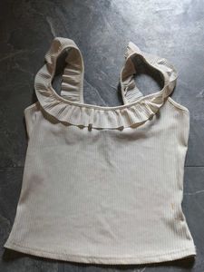 Ruffle Trim Ribbed Tank Top