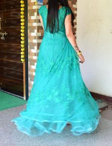 Elegant Teal Embroidered Gown