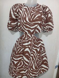 Trendy Zebra Print Cut-Out Mini Dress