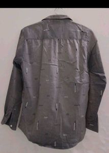 Men's Grey Graphic Print Western Shirt