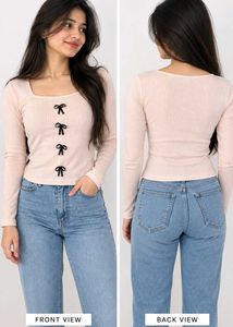 Square neck full sleeve top for girls and women