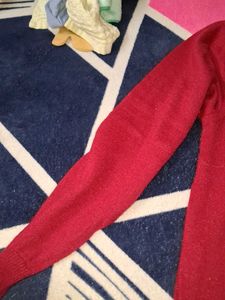 Red Beaded Cardigan Sweater
