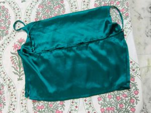 Emerald Green Satin Blouse
