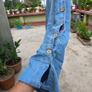 Blue Striped flared Pants
