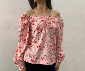 Pink Floral Off-Shoulder Top