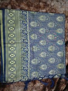 Elegant Navy Blue Banarasi Silk Saree