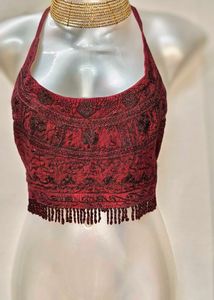 Maroon 🪡 Embroidered Bralette Y2k Style