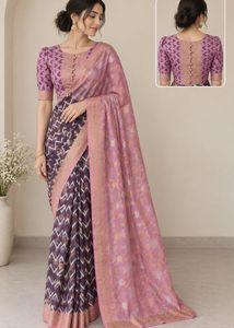 Chic Chevron & Polka Dot Fabric Saree