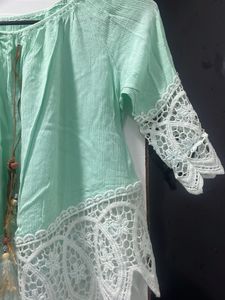 Boho Crochet Lace Trim Blouse