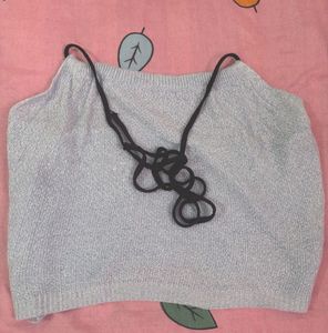 y2k Light Blue Knit Cami Top(halter)