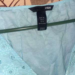 Light Blue Eyelet Detail Sleeveless Top