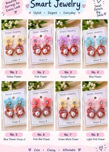 Cute Flower & Pearl Earrings Set 24 pairs