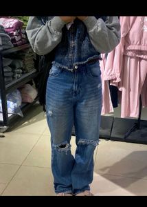 Distressed Wide-Leg Jeans