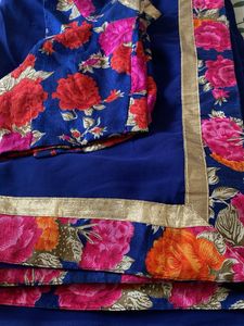 Blue Floral Lehenga Choli Set