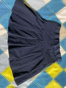 Navy Blue Pleated Skirt
