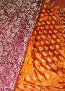 Beautiful Pink &amp; Gold Woven Saree