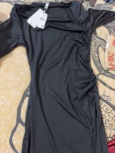 Elegant Ruched Black Midi Dress Limited offer