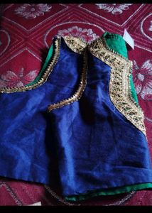 Royal Blue &amp; Emerald Green Designer Blouse