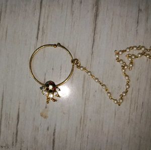 Exquisite Pearl Chain Nose Ring with Embellishment