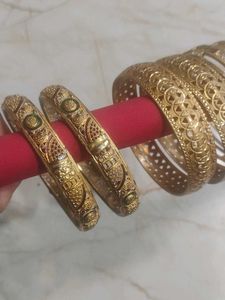 Elegant Gold Bangle Set combo of 4