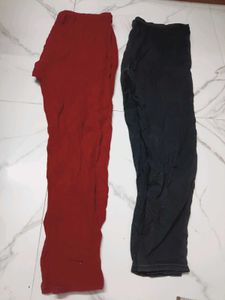 2 Women's Leggings - Red & Black