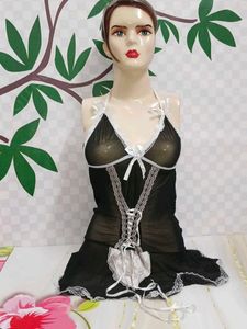 (469)Black Sheer Lace Lingerie Set