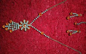 Stunning Orange & Crystal Necklace Set