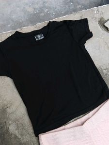 Comfortable Pink Wide-Leg Pants with black crop to
