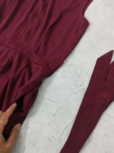 Stylish Maroon Jumpsuit with Belt