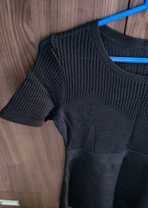 Chic Black Short Sleeve Knit Dress