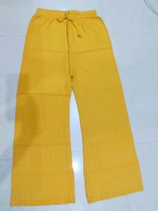 Elegant Mustard Cotton Palazzo with Chikankari Emb