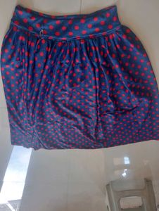 Cute Navy &amp; Red Polka Dot Skirt
