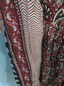 Maroon Print Kurti set comes with legging and dupa