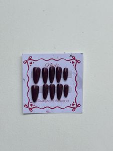 Maroon Almond Press-On Nails