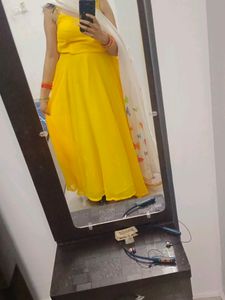 Yellow Color Anarkali Suit With Dupatta . One Time