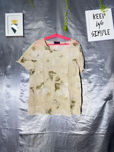 Cream Floral Print Casual Top