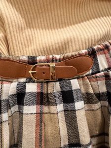 Plaid Skirt with Belt