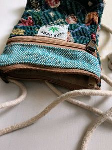 Unique Floral Hemp Crossbody Bag