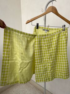 Green &amp; White Checked Wrap Around Skirt