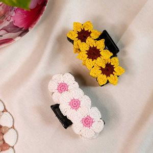 Cute Crochet Flower Hair Claw Clips