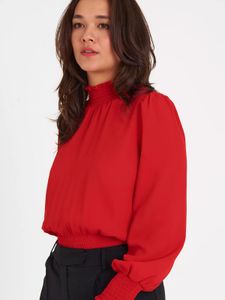 Alex Marie Smocked High Neck Red Top