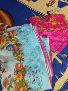 Elegant Floral Saree with Embellished Blouse