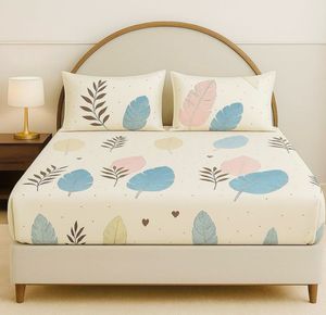 Boho Leaf Print double Bedding Set