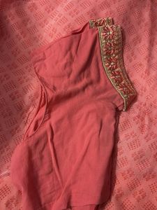 Elegant Peach Saree with Embroidered Border