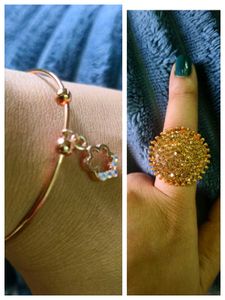 Sparkling Rose Gold Charm Bracelet & Ring Set