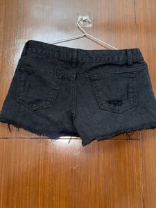 Black Ripped Denim Shorts