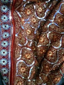 double shade saree with brown and dark purple mixt
