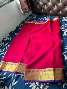 Rani Pink &amp; Royal Blue Paithani  Saree with Blouse