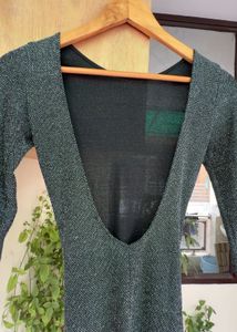 Sparkly Silver Ruched Mini Dress