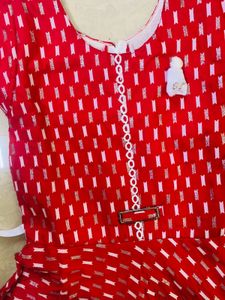 Cute Red &amp; White Patterned Dress